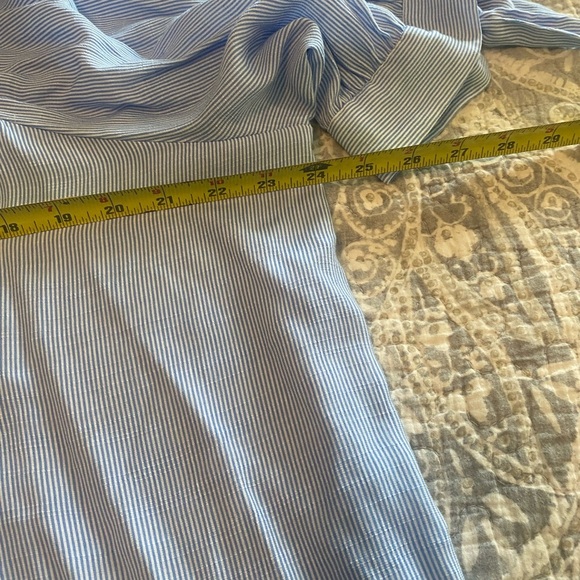 Lauren Conrad Blouse blue white Stripe Peasant Bow Sleeve XXL Button plus size - Picture 6 of 9